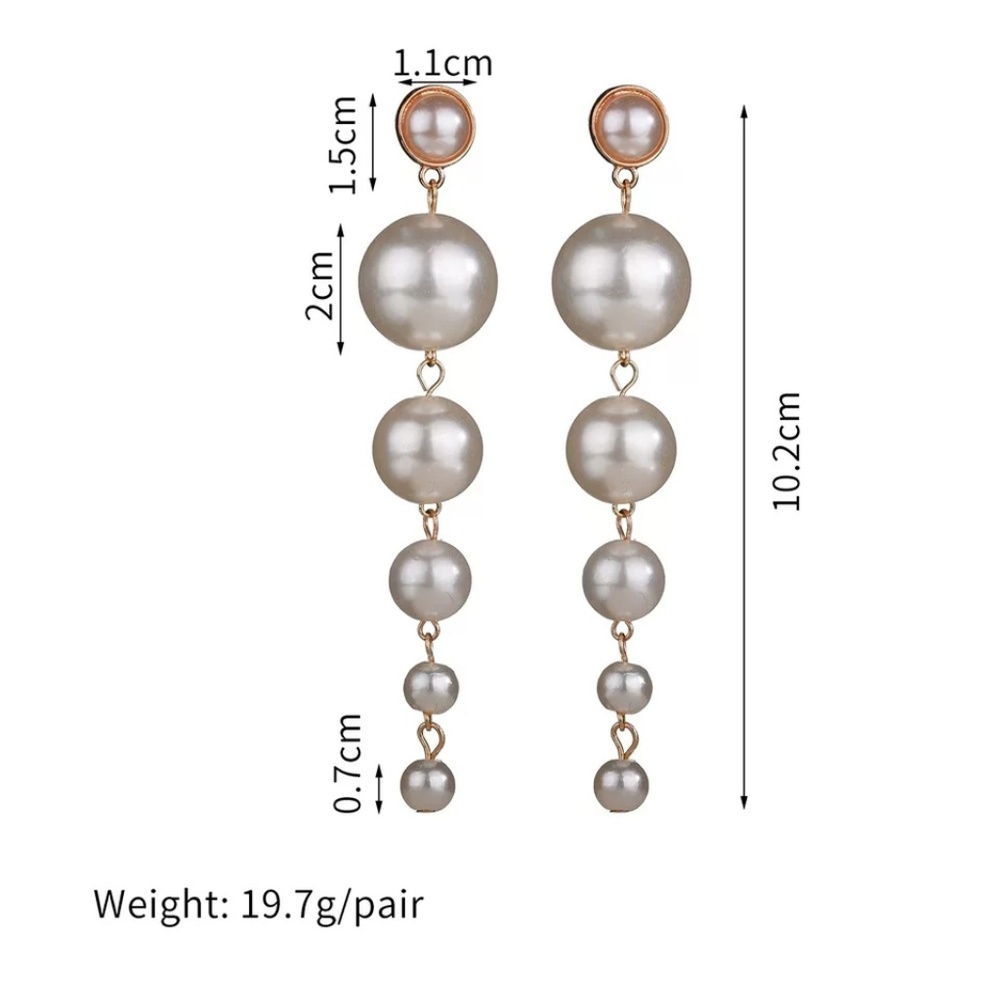Vintage Style Elegant Long Pearl Drop Earrings - Picture 6 of 7